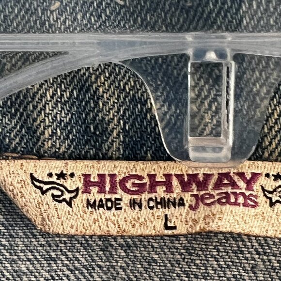 Highway Jeans Sleeveless Denim Jean Jacket Vest Distressed Women's Size Large - Picture 2 of 12